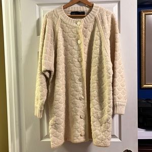 Cream, Long Cardigan Sweater